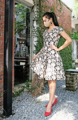 Gilded Rosette Eve Dress - Noir Black