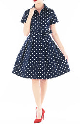 Charming Polka Dots Anna Shirtdress – Midnight Blue