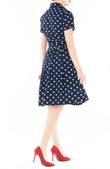 Charming Polka Dots Anna Shirtdress – Midnight Blue