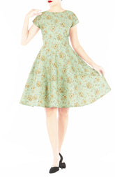 English East India Flare Tea Dress – Sage