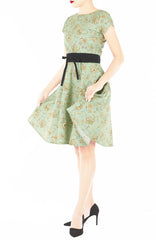 English East India Flare Tea Dress – Sage