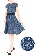 Fleur-tation Flare Tea Dress - Navy