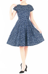 Fleur-tation Flare Tea Dress - Navy