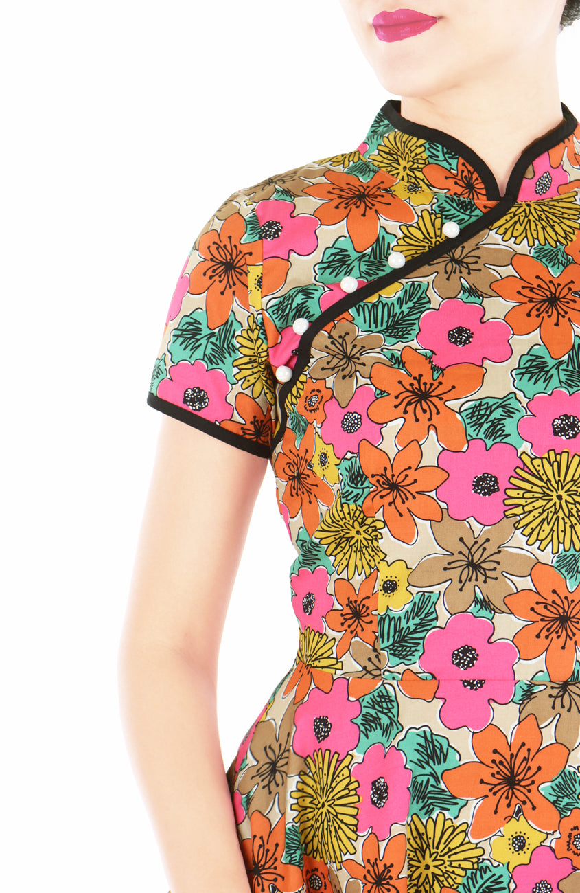 Fortune Favours the Bold Cheongsam with Pearl Buttons