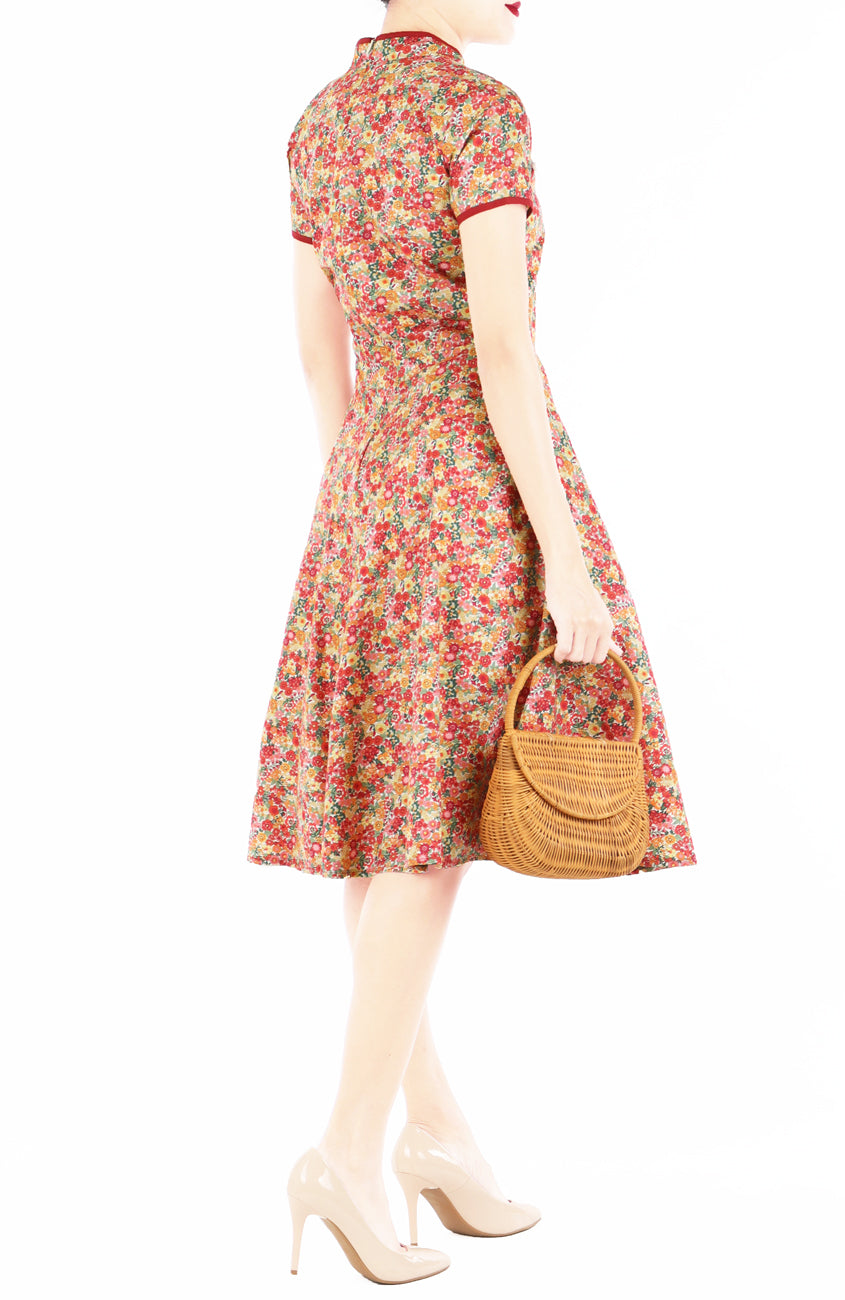 Fortune Floral Estate Cheongsam with Pearl Buttons