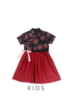 GIRLS Cherry Blossoms of Nami Hanbok - Noir Red