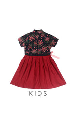 GIRLS Cherry Blossoms of Nami Hanbok - Noir Red