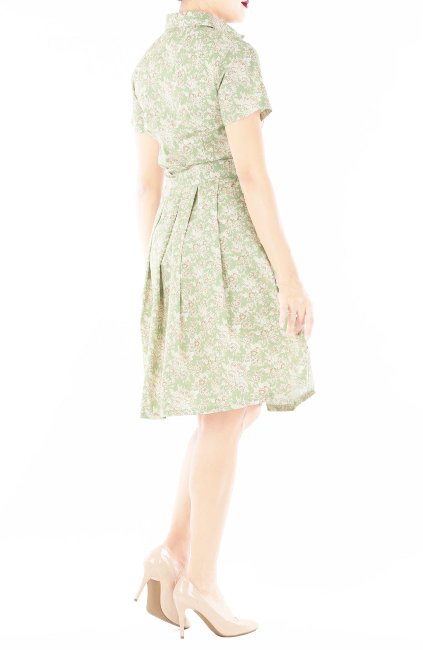 Gilded Rosette Anna Shirtdress – Sage