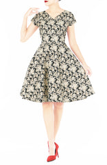 Gilded Rosette Eve Dress - Noir Black