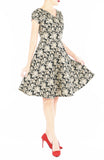 Gilded Rosette Eve Dress - Noir Black