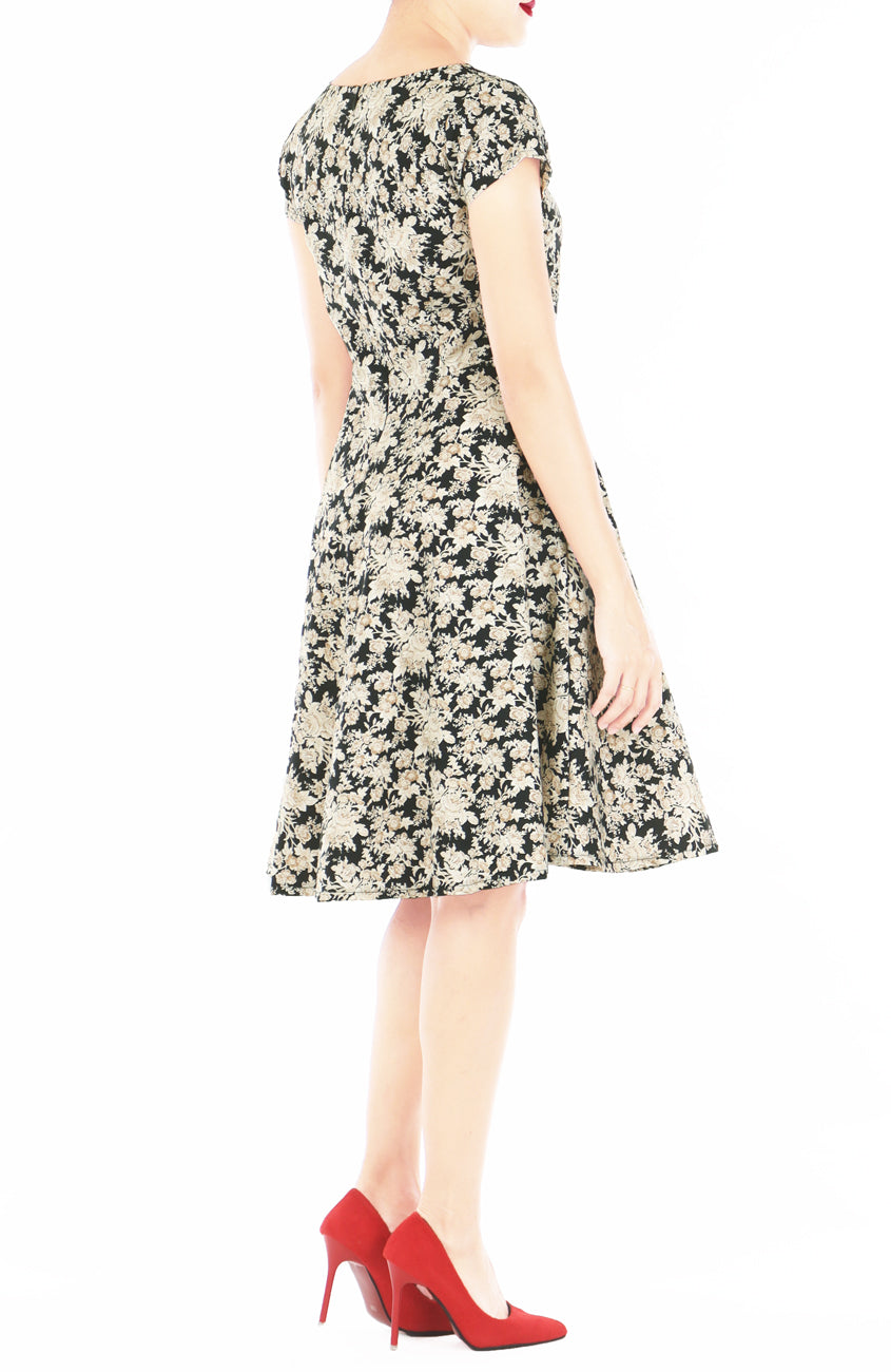 Gilded Rosette Eve Dress - Noir Black