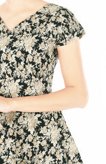 Gilded Rosette Eve Dress - Noir Black