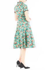 Jade Peonies Cheongsam with Pearl Buttons