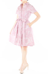 Japanese Plum Blossoms Anna Shirtdress - Sakura Pink