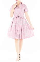 Japanese Plum Blossoms Anna Shirtdress - Sakura Pink
