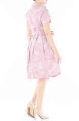 Japanese Plum Blossoms Anna Shirtdress - Sakura Pink
