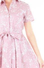 Japanese Plum Blossoms Anna Shirtdress - Sakura Pink