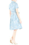 Japanese Plum Blossoms Anna Shirtdress - Sky Blue