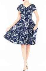 Japanese Plum Blossoms Eve Dress - Midnight Blue