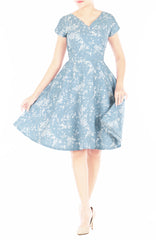 Japanese Plum Blossoms Eve Dress - Sky Blue