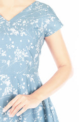 Japanese Plum Blossoms Eve Dress - Sky Blue