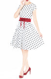 ‘Let’s Do The Polka’ Flare Tea Dress - White