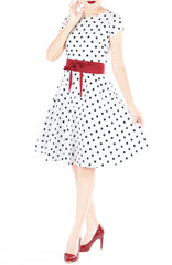 ‘Let’s Do The Polka’ Flare Tea Dress - White