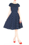 ‘Let’s Do The Polka’ Flare Tea Dress - Midnight Blue