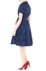 Moonlight Galaxy Anna Shirtdress - Midnight Blue