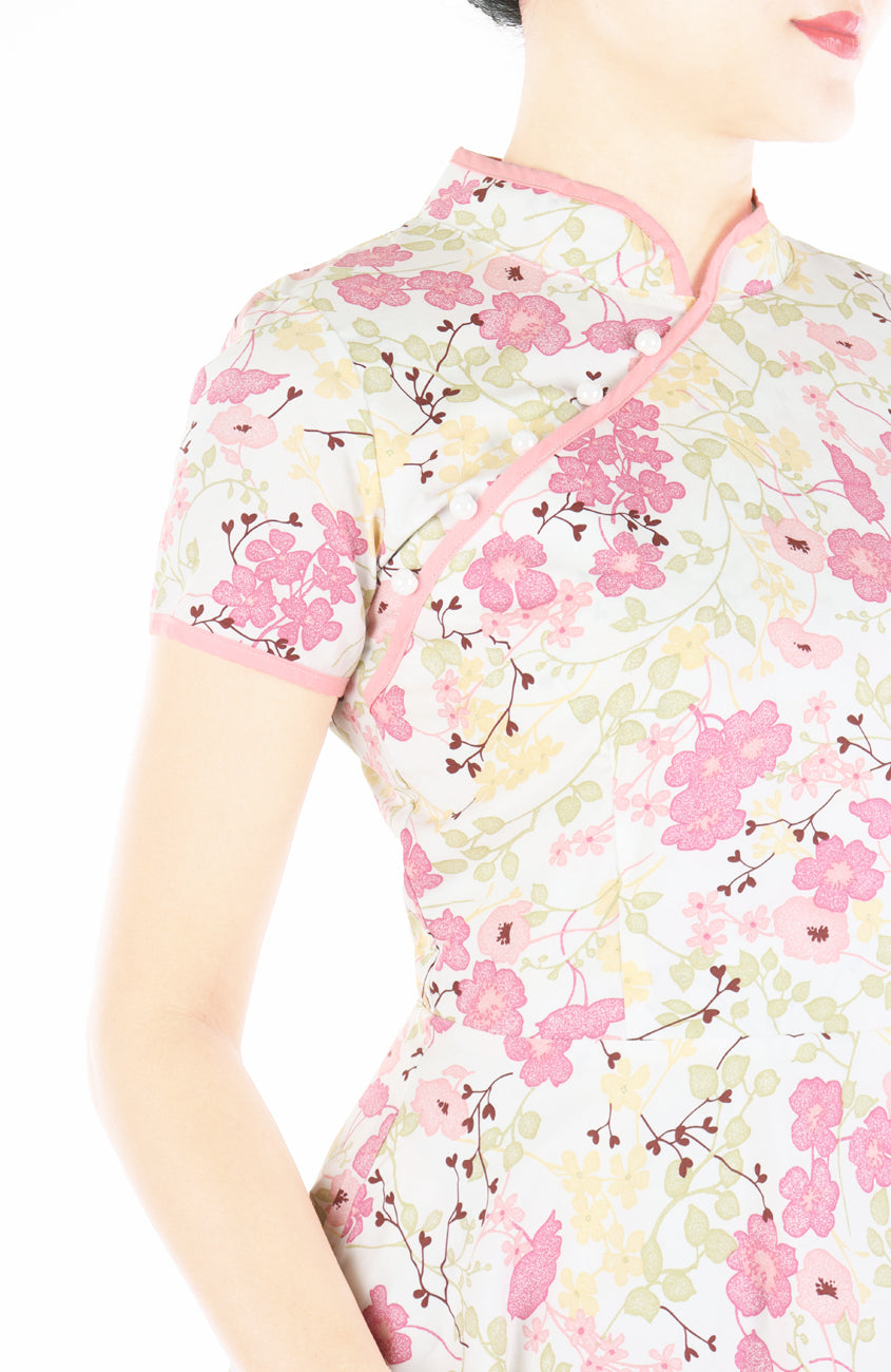 Sovereign Sakura Cheongsam with Pearl Buttons