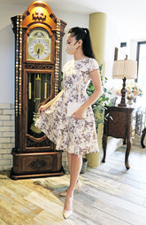 Vintage Apricot Rose Flare Tea Dress