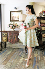 English East India Flare Tea Dress – Sage