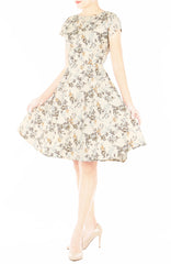 Vintage Apricot Rose Flare Tea Dress