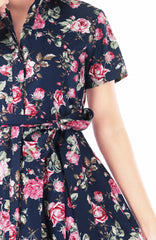 Vintage Love Rose Anna shirtdress – Midnight Blue