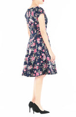 Vintage Love Rose Eve Dress - Midnight Blue