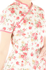 Vintage Rosewater Cheongsam with Pearl Buttons