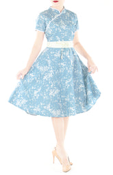 Whispering Plum Blossoms Cheongsam with Pearl Buttons