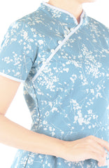 Whispering Plum Blossoms Cheongsam with Pearl Buttons