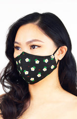 60s Flower Bomb Pure Cotton Face Mask - Night Black