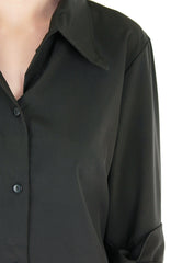 Adventure Awaits Long Sleeve Boyfriend Shirt - Black