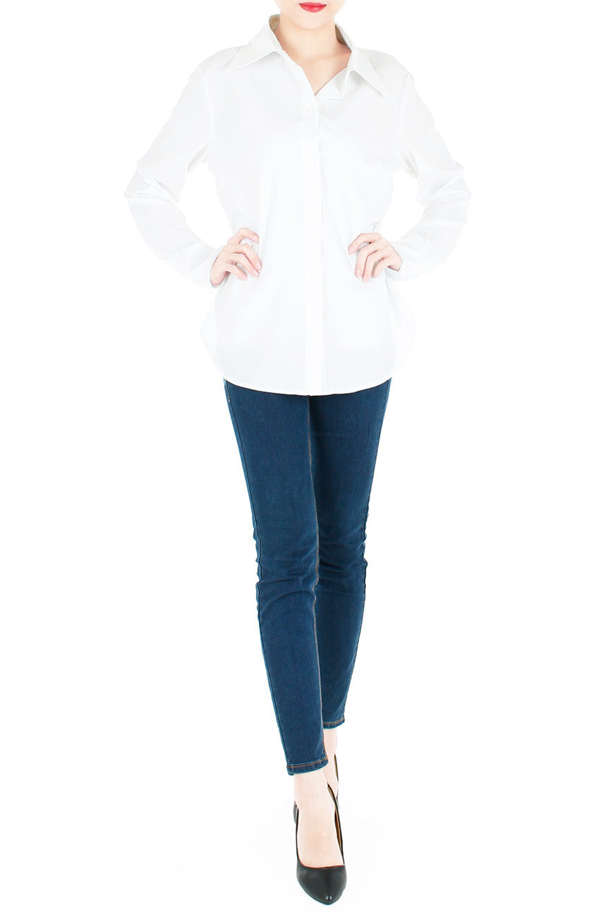 Adventure Awaits Long Sleeve Boyfriend Shirt - White