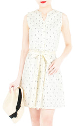 Ahoy, Gorgeous! Nautical A-Line Button Down Dress - Cream