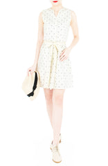 Ahoy, Gorgeous! Nautical A-Line Button Down Dress - Cream