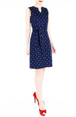 Ahoy, Gorgeous! Nautical A-Line Button Down Dress in Knee Length - Deep Blue