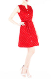 Ahoy, Gorgeous! Nautical A-Line Button Down Dress - Cherry Red