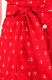 Ahoy, Gorgeous! Nautical A-Line Button Down Dress - Cherry Red