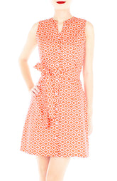Arabesque Marrakech A-Line Button Down Dress - Tangerine