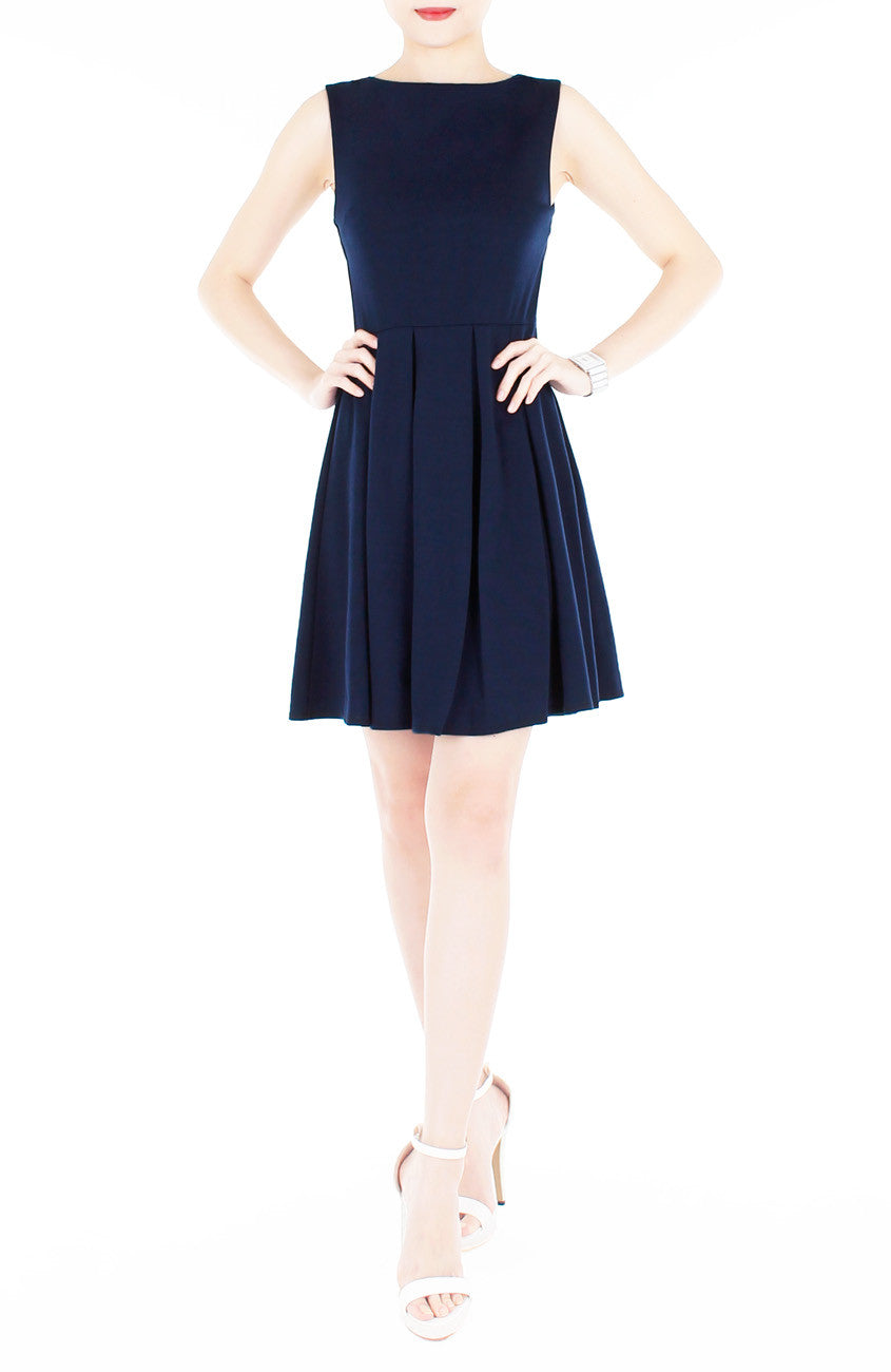 ‘Audrey Hepburn’ PETITE Flare Dress - Midnight Blue