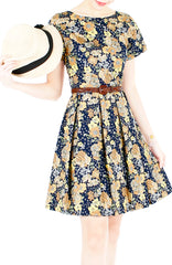 Autumn Adventures Flare Dress with Short Sleeves