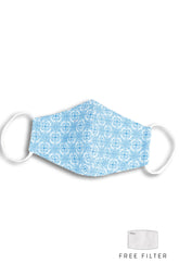 Bohemian Moroccan Gypsy Pure Cotton Face Mask - Sky Blue